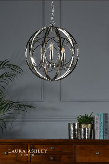 Där Lighting Laura Ashley Orbital 3lt Pendant Polished Nickel