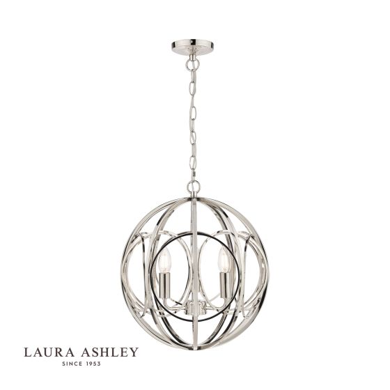 där lighting Laura Ashley Orbital 3lt Pendant Polished Nickel