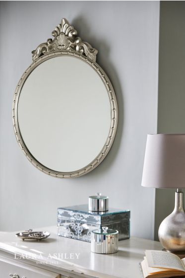 Där Lighting Laura Ashley Overton Ornate Round Mirror Champagne Frame Gold 73 X 58cm