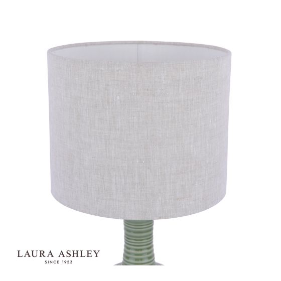 Där Lighting Laura Ashley Padley Table Lamp Green Ceramic & Antique Brass With Shade