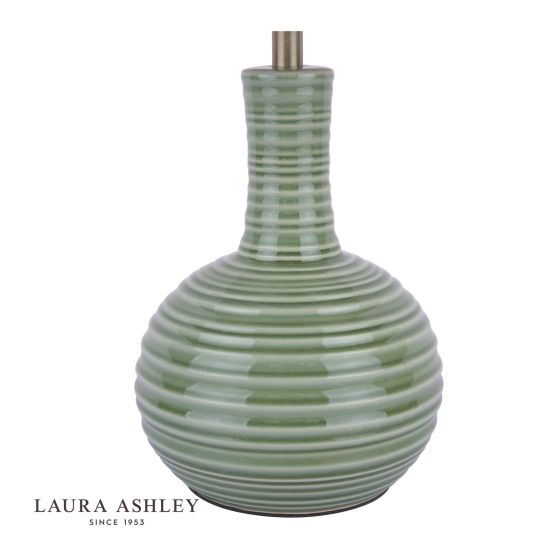 Där Lighting Laura Ashley Padley Table Lamp Green Ceramic & Antique Brass With Shade