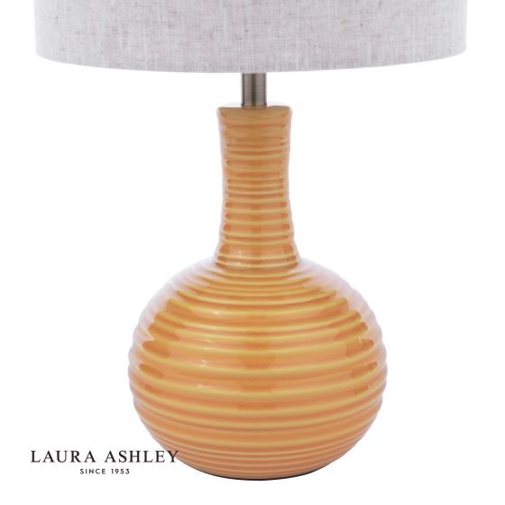 Där Lighting Laura Ashley Padley Table Lamp Yellow Ceramic And Antique Brass With Shade