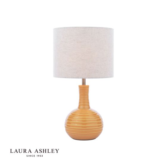 där lighting Laura Ashley Padley Table Lamp Yellow Ceramic and Antique Brass With Shade
