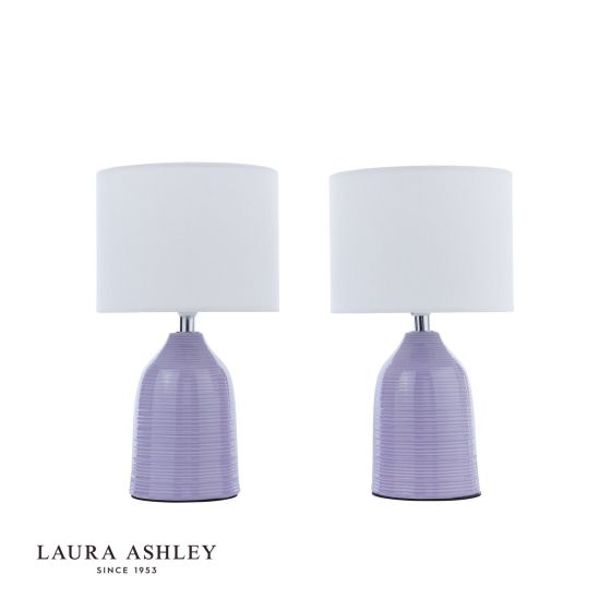 Där Lighting Laura Ashley Penny Table Lamp Purple Ceramic And Polished Chrome With Shade (Twin Pack)
