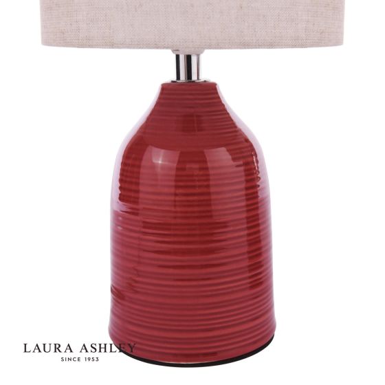 Där Lighting Laura Ashley Penny Table Lamp Red Ceramic And Polished Chrome With Shade (Twin Pack)