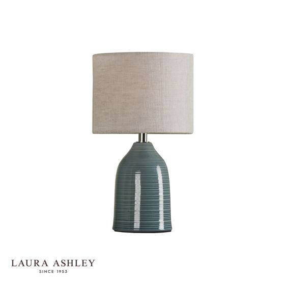 Där Lighting Laura Ashley Penny Twin Pack Table Lamp Blue Crackle Glaze With Shade