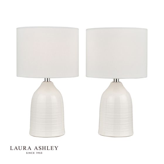 Där Lighting Laura Ashley Penny Twin Pack Table Lamp Cream With Shade