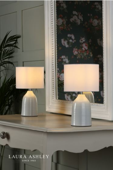 Där Lighting Laura Ashley Penny Twin Pack Table Lamp Cream With Shade