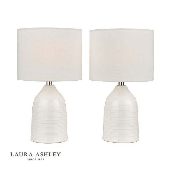 där lighting Laura Ashley Penny Twin Pack Table Lamp Cream With Shade