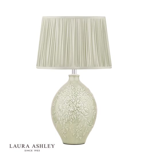 Där Lighting Laura Ashley Picardie Ceramic Table Lamp Green Polished Chrome Base Only