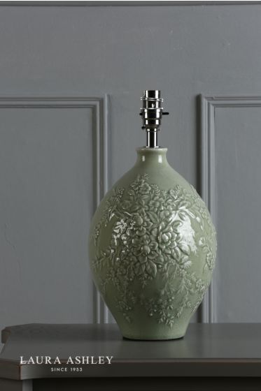 Där Lighting Laura Ashley Picardie Ceramic Table Lamp Green Polished Chrome Base Only