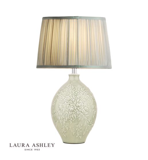 där lighting Laura Ashley Picardie Ceramic Table Lamp Green Polished Chrome Base Only