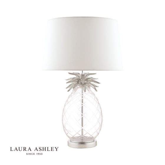 Där Lighting Laura Ashley Pineapple Table Lamp Clear Cut Glass & Brushed Chrome With Shade