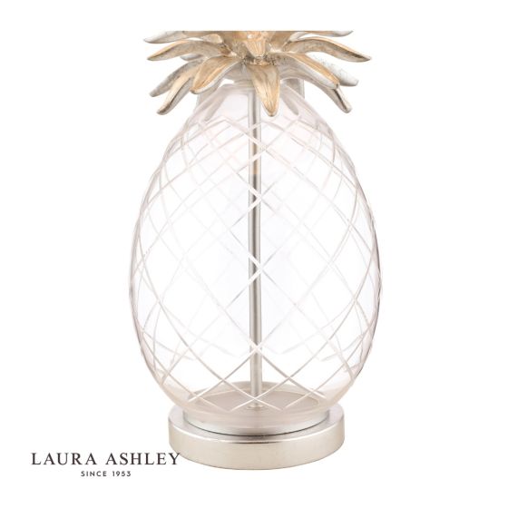 Där Lighting Laura Ashley Pineapple Table Lamp Clear Cut Glass & Brushed Chrome With Shade