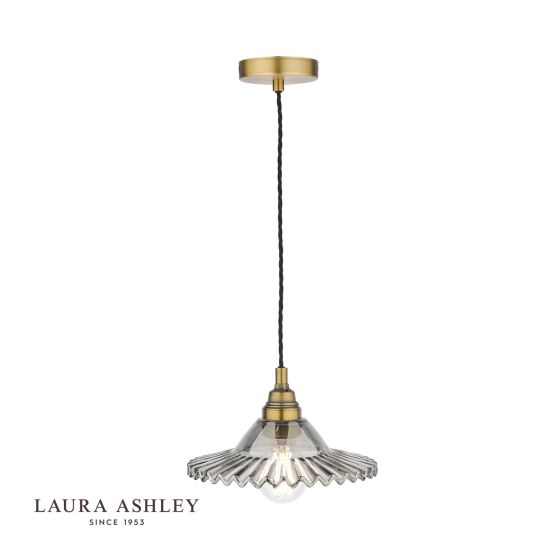 där lighting Laura Ashley Pippa Pendant Aged Brass Smoked Glass