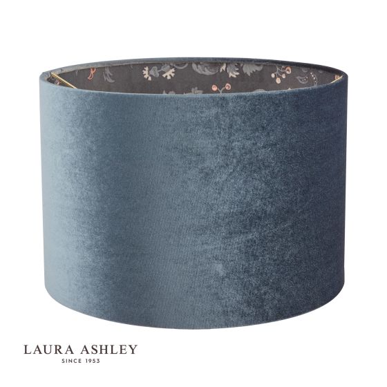 Där Lighting Laura Ashley Portia Drum Shade Blue Velvet 30.5cm/12 Inch