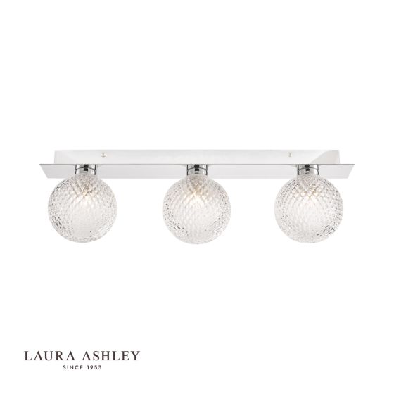 Där Lighting Laura Ashley Prague 3lt Bathroom Wall Light Polished Chrome Glass IP44