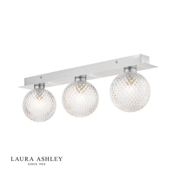 där lighting Laura Ashley Prague 3lt Bathroom Wall Light Polished Chrome Glass IP44