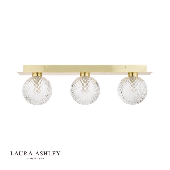 Där Lighting Laura Ashley Prague 3lt Bathroom Wall Light Satin Brass Glass IP44