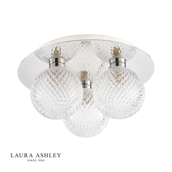 Där Lighting Laura Ashley Prague 3lt Flush Bathroom Light Glass Polished Chrome IP44
