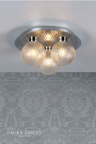 Där Lighting Laura Ashley Prague 3lt Flush Bathroom Light Glass Polished Chrome IP44
