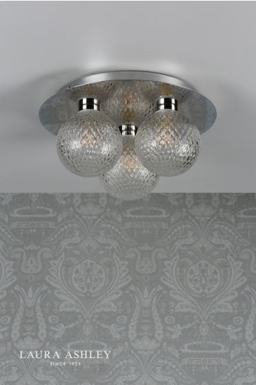 Där Lighting Laura Ashley Prague 3lt Flush Bathroom Light Glass Polished Chrome IP44