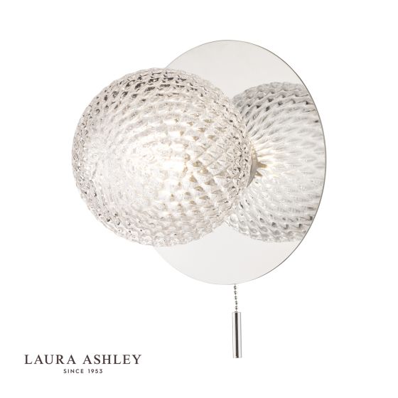 där lighting Laura Ashley Prague Bathroom Wall Light Glass Polished Chrome IP44