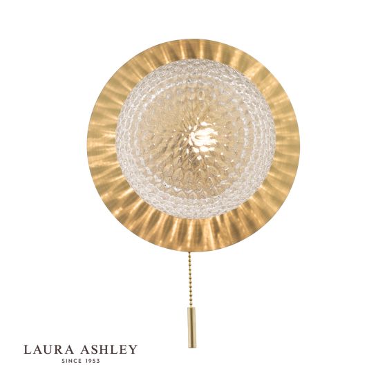 Där Lighting Laura Ashley Prague Bathroom Wall Light Glass Satin Brass IP44