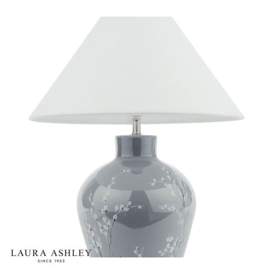 Där Lighting Laura Ashley Pussywillow Table Lamp Grey Ceramic And Polished Nickel With Shade