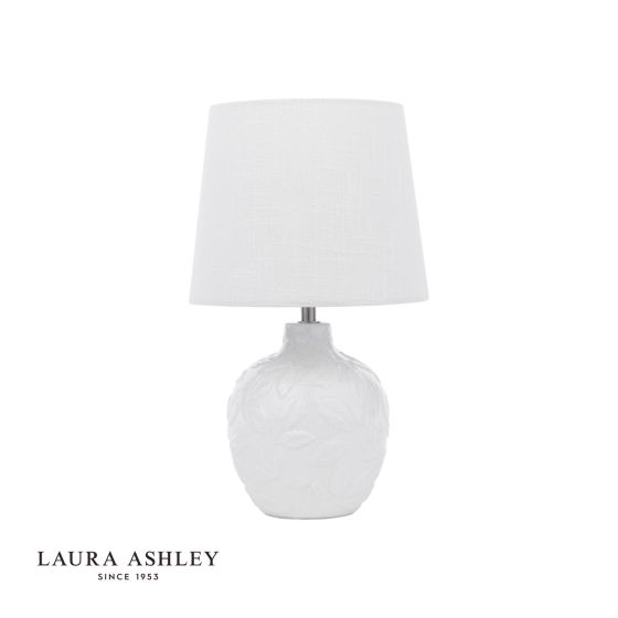 Där Lighting Laura Ashley Redhall Table Lamp White Ceramic And Polished Chrome With Shade