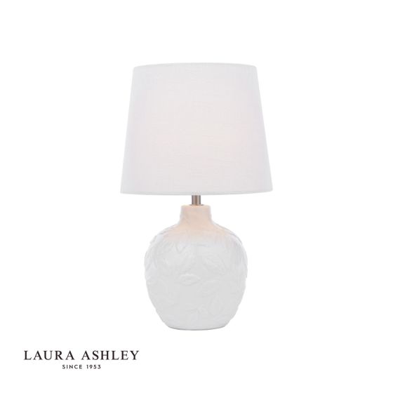 där lighting Laura Ashley Redhall Table Lamp White Ceramic and Polished Chrome With Shade