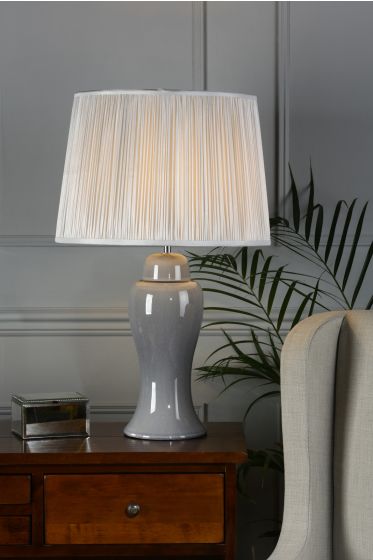Där Lighting Laura Ashley Regina Large Table Lamp Grey And Polished Chrome Base Only