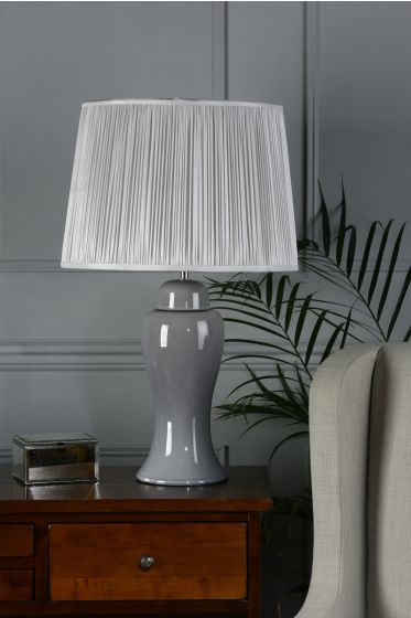 Där Lighting Laura Ashley Regina Large Table Lamp Grey And Polished Chrome Base Only