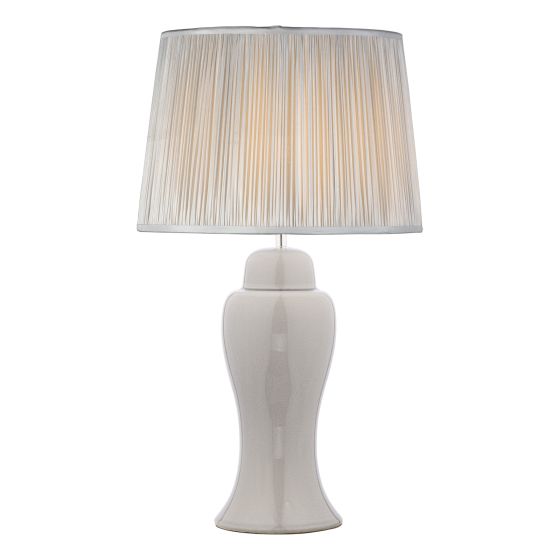 där lighting Laura Ashley Regina Large Table Lamp Grey and Polished Chrome Base Only