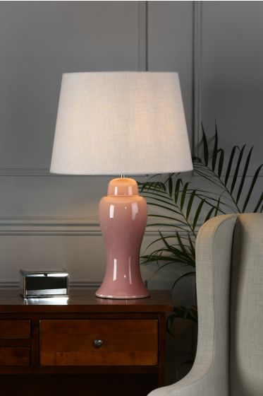 Där Lighting Laura Ashley Regina Large Table Lamp Pink And Polished Chrome Base Only