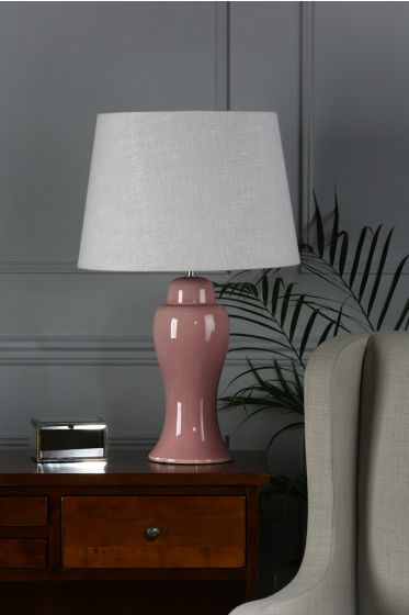Där Lighting Laura Ashley Regina Large Table Lamp Pink And Polished Chrome Base Only