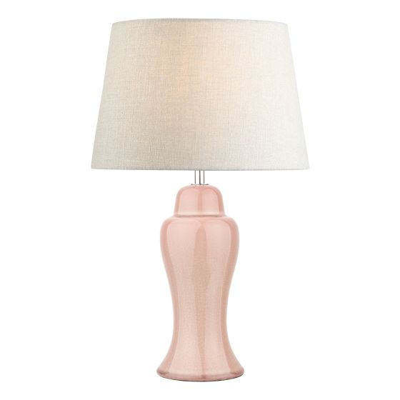 där lighting Laura Ashley Regina Large Table Lamp Pink and Polished Chrome Base Only