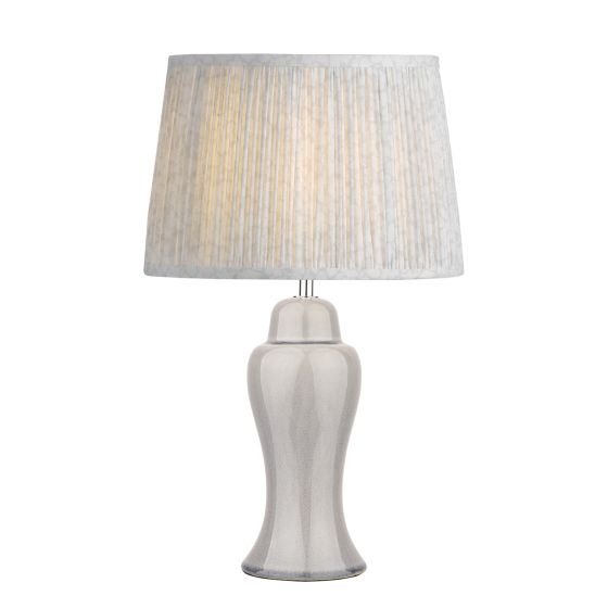 där lighting Laura Ashley Regina Small Table Lamp Grey and Polished Chrome Base Only