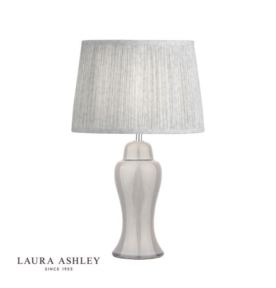Där Lighting Laura Ashley Regina Small Table Lamp Pale Slate Grey Polished Chrome Base Only