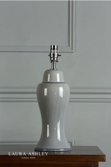 Där Lighting Laura Ashley Regina Small Table Lamp Pale Slate Grey Polished Chrome Base Only