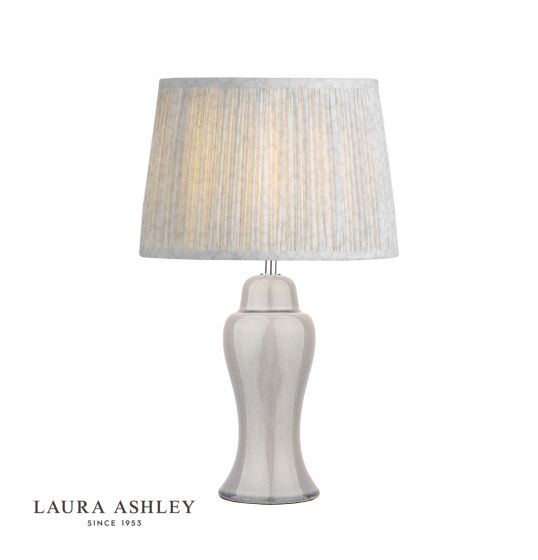 där lighting Laura Ashley Regina Small Table Lamp Pale Slate Grey Polished Chrome Base Only