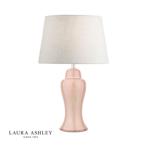 Där Lighting Laura Ashley Regina Small Table Lamp Pink Blush Polished Chrome Base Only