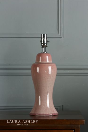 Där Lighting Laura Ashley Regina Small Table Lamp Pink Blush Polished Chrome Base Only
