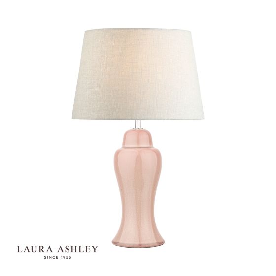 där lighting Laura Ashley Regina Small Table Lamp Pink Blush Polished Chrome Base Only