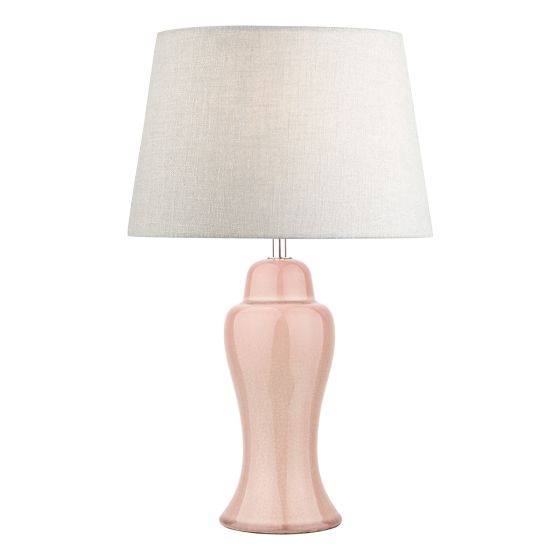 Där Lighting Laura Ashley Regina Small Table Lamp Pink Crackle Glaze And Polished Chrome Base Only