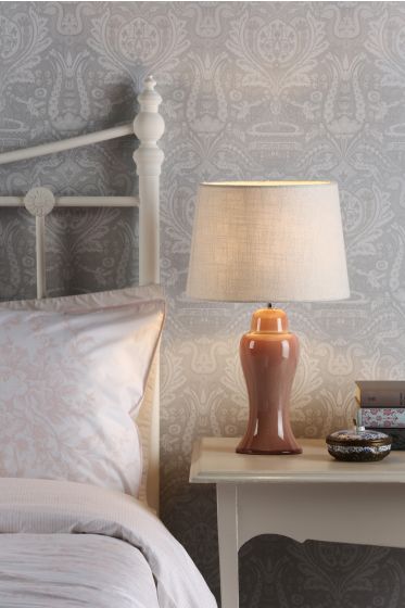 Där Lighting Laura Ashley Regina Small Table Lamp Pink Crackle Glaze And Polished Chrome Base Only