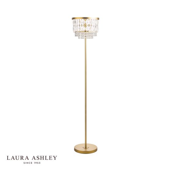 Där Lighting Laura Ashley Rhosill 3 Light Floor Lamp Crystal And Matt Antique Brass