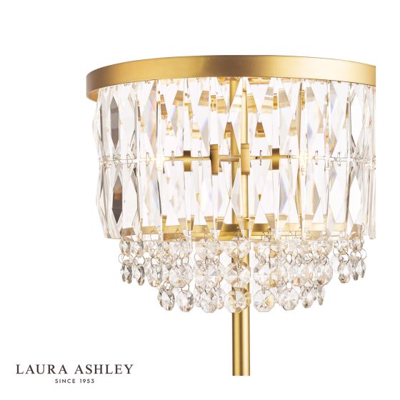 Där Lighting Laura Ashley Rhosill 3 Light Floor Lamp Crystal And Matt Antique Brass