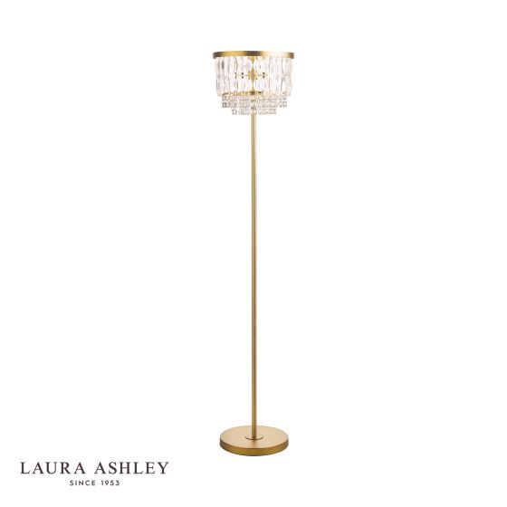 där lighting Laura Ashley Rhosill 3 Light Floor Lamp Crystal and Matt Antique Brass