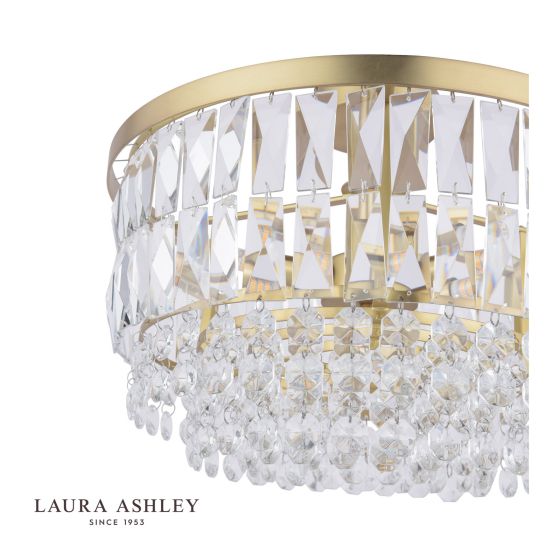 Där Lighting Laura Ashley Rhosill 3 Light Semi Flush Glass & Antique Brass
